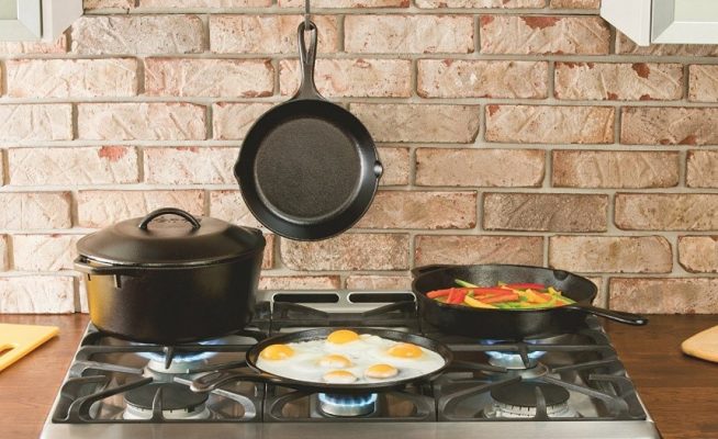 Lava Enameled Cast Iron Skillet 11 inch-Wok with Beechwood Service Platter  