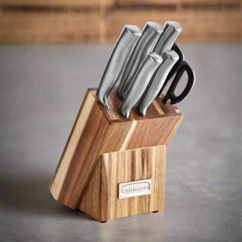 Stainless Steel hollow handle prep set with knife block